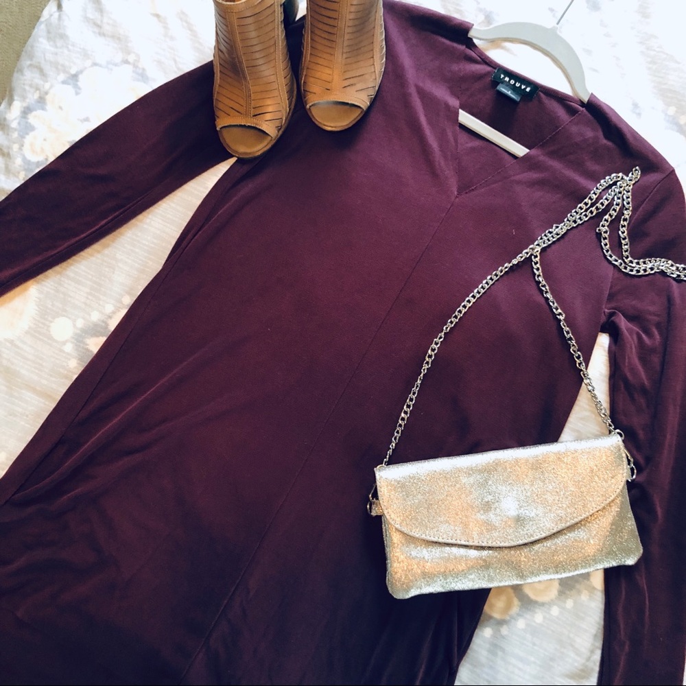 Trouvè | Maroon | High-Low | Shift Dress